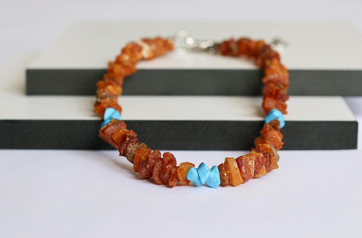 Turquoise Baltic Amber Necklace - Tick & Flea Protection for Pets